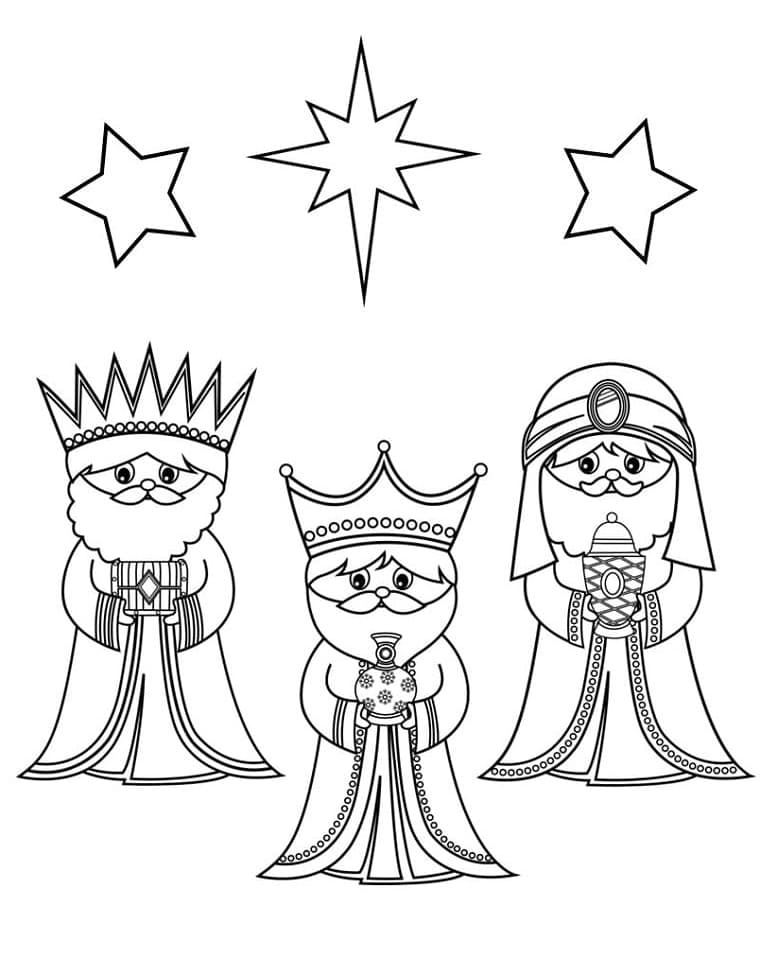 Desenho de Três Réis Magos para Imprimir Imprimivel Pdf e Pintar