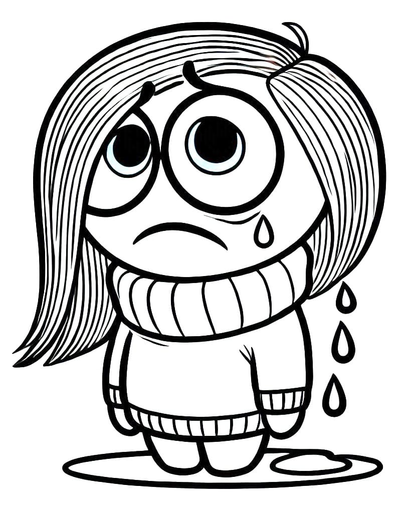 Desenho de Imagem de Tristeza para Colorir e Pintar