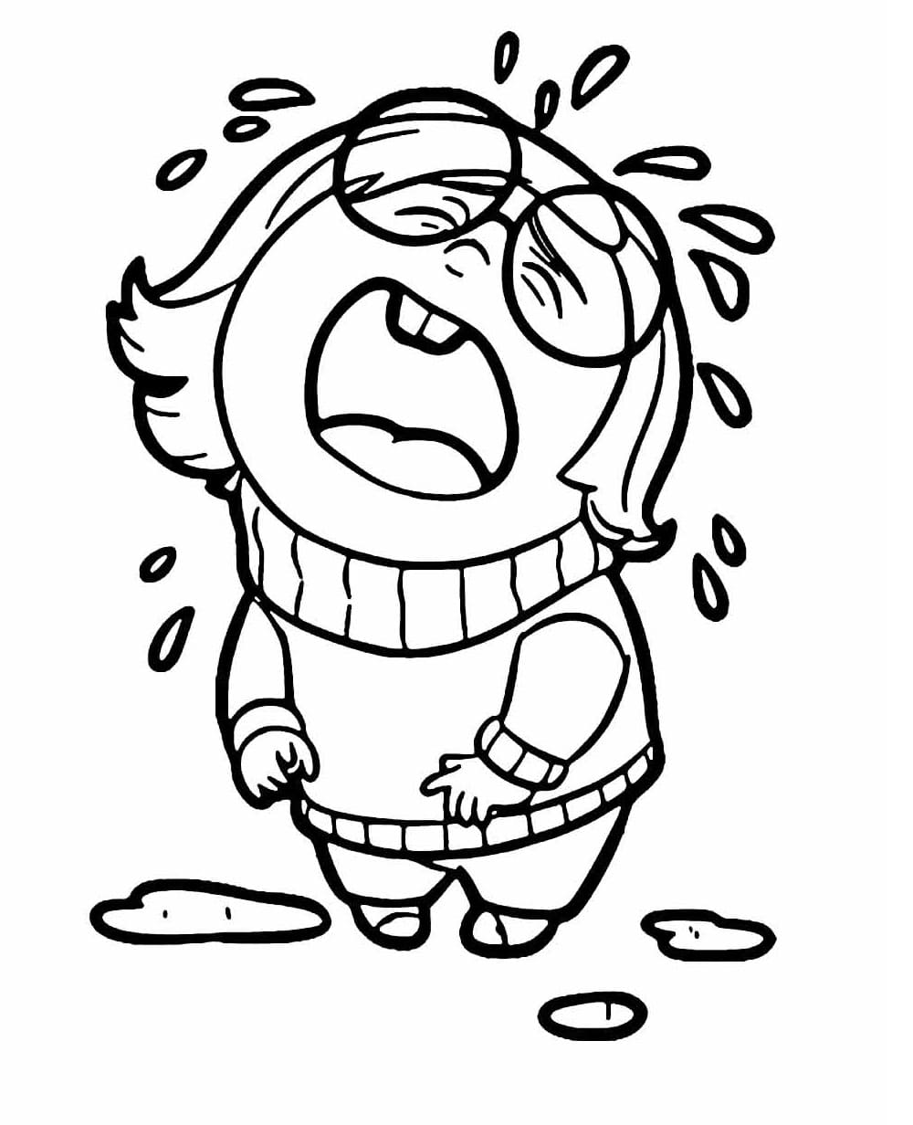 Desenho de Tristeza Chorando para Colorir e Pintar