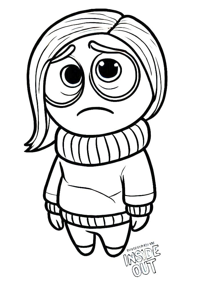 Desenho de Tristeza Grátis para Crianças para Colorir e Pintar