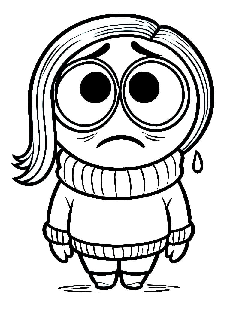 Desenho de Tristeza Grátis para Colorir e Pintar