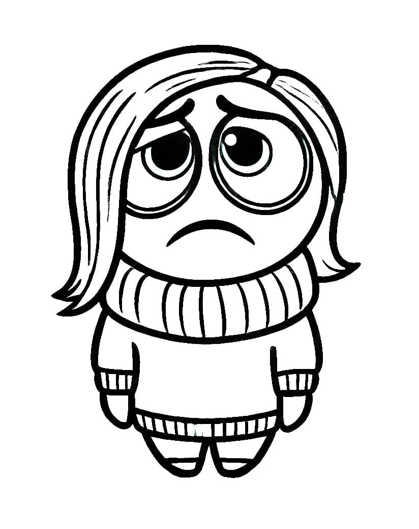 Desenho de Tristeza Imprimivel Grátis para Colorir e Pintar