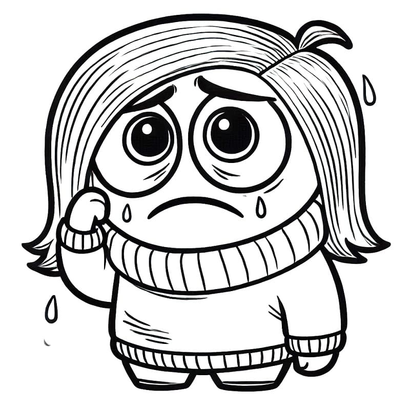 Desenho de Tristeza Imprimivel para Crianças para Colorir e Pintar