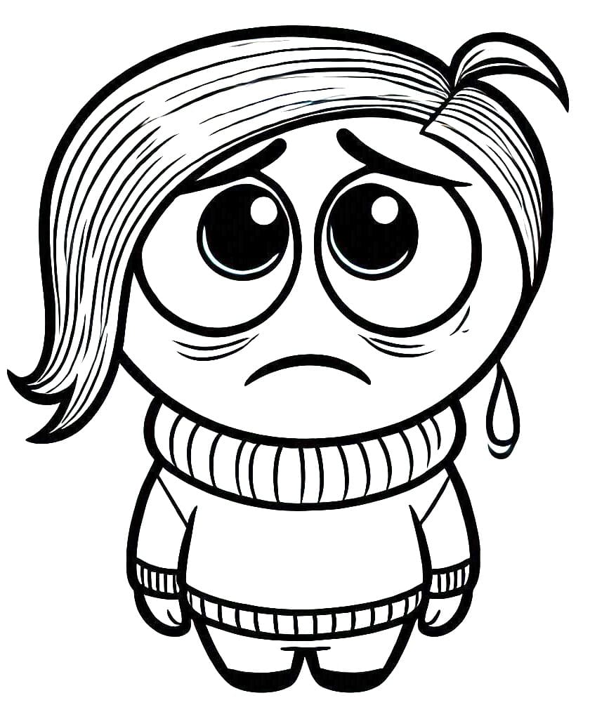 Desenho de Tristeza para Crianças para Colorir e Pintar