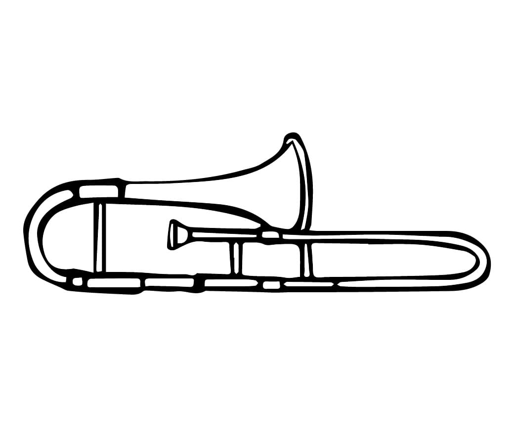 Desenho de Foto de Trombone para Colorir e Pintar