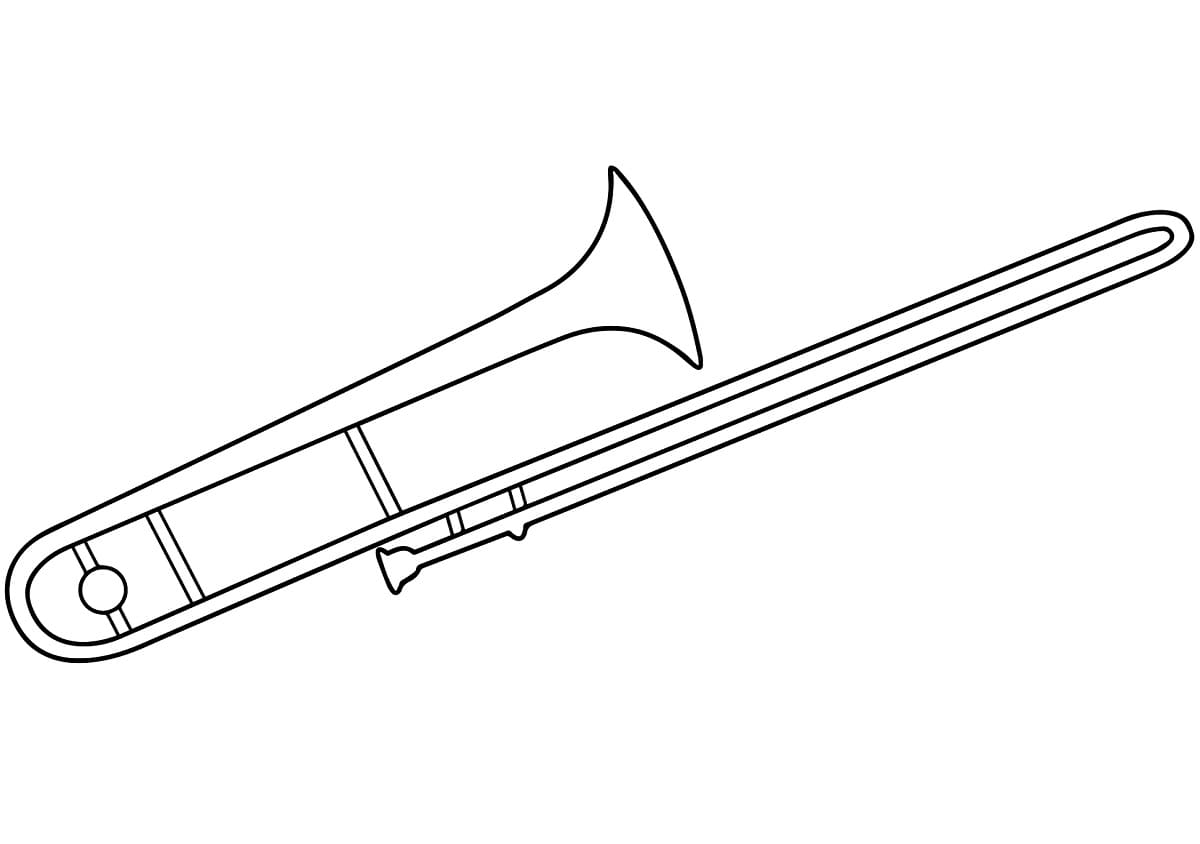 Desenho de Pintura de Trombone para Colorir e Pintar