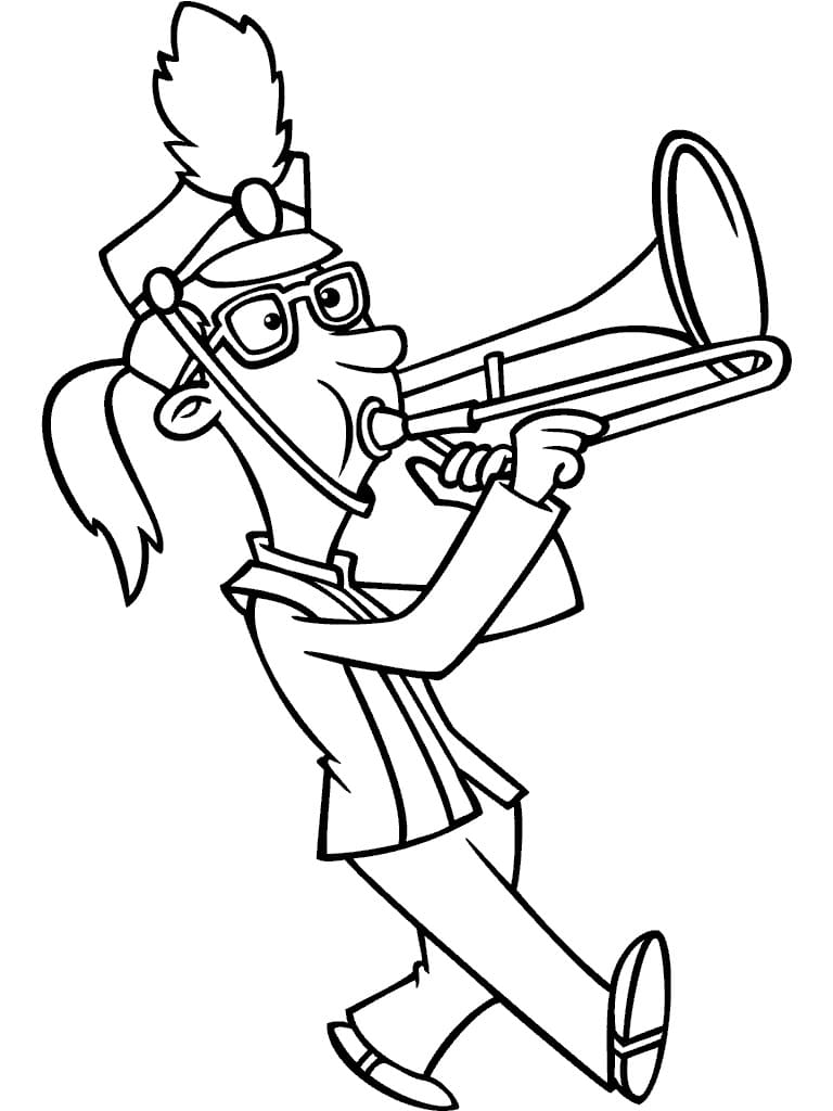 Desenho de Tocá Trombone para Colorir e Pintar