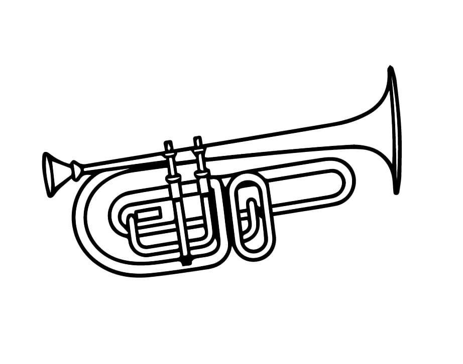 Desenho de Trombone Básico para Colorir e Pintar