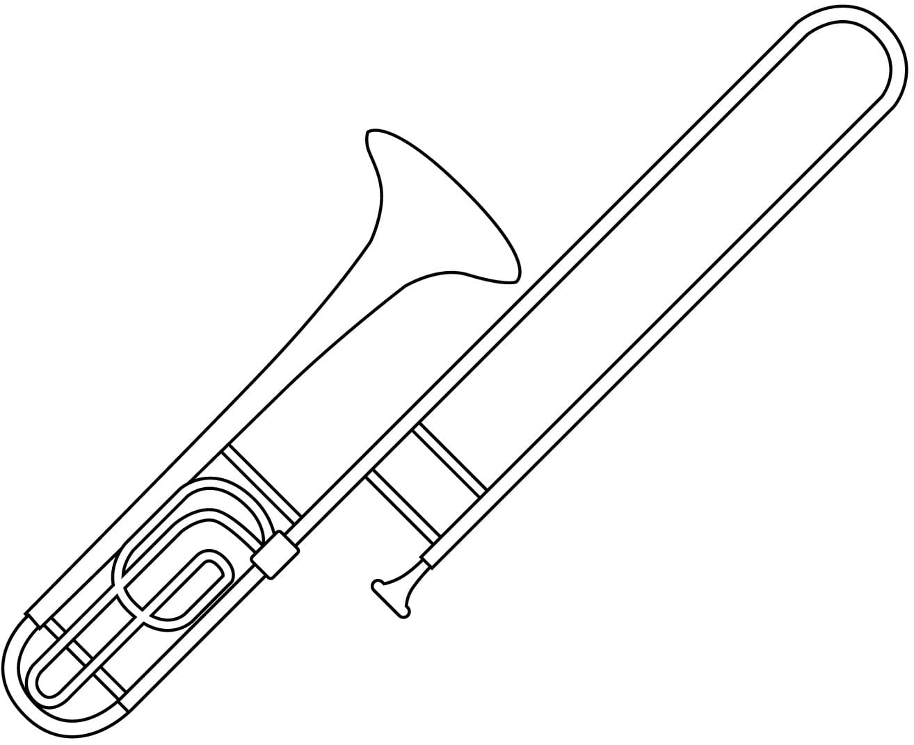 Desenho de Trombone Grátis para Crianças para Colorir e Pintar