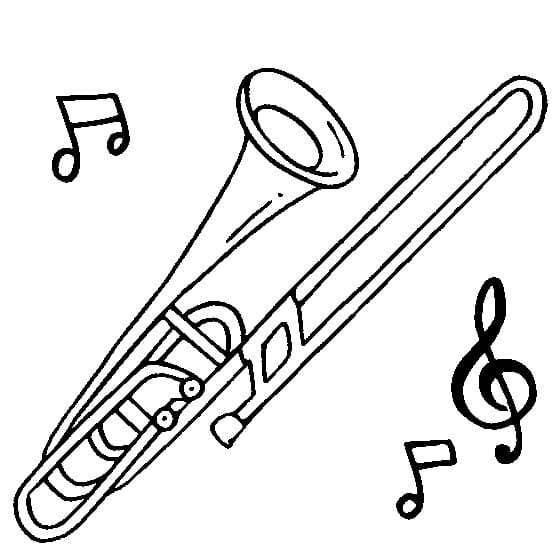 Desenho de Trombone para Crianças para Colorir e Pintar