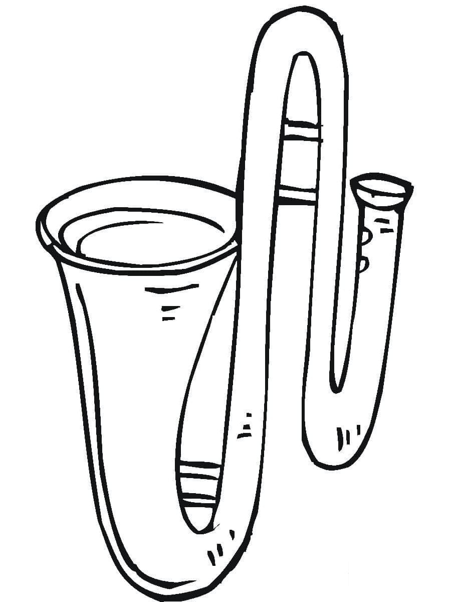 Desenho de um Trombone para Colorir e Pintar