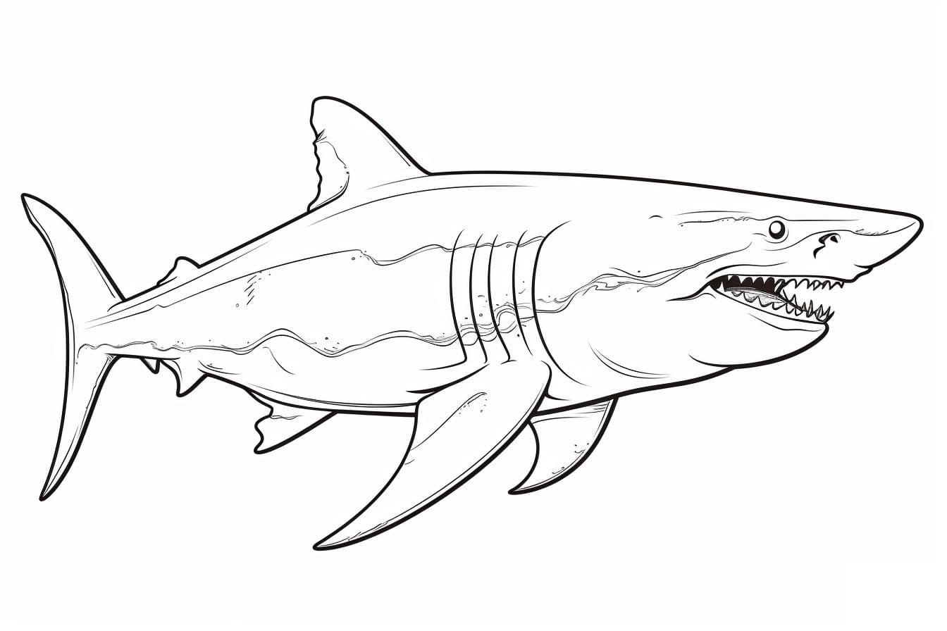 Desenho de Imagem de Tubarão para Colorir e Pintar