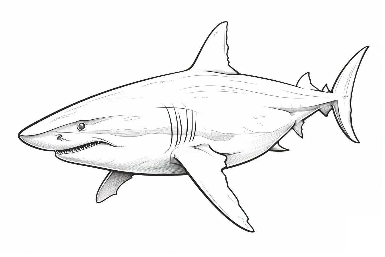 Desenho de Tubarão Imprimivel Grátis para Colorir e Pintar