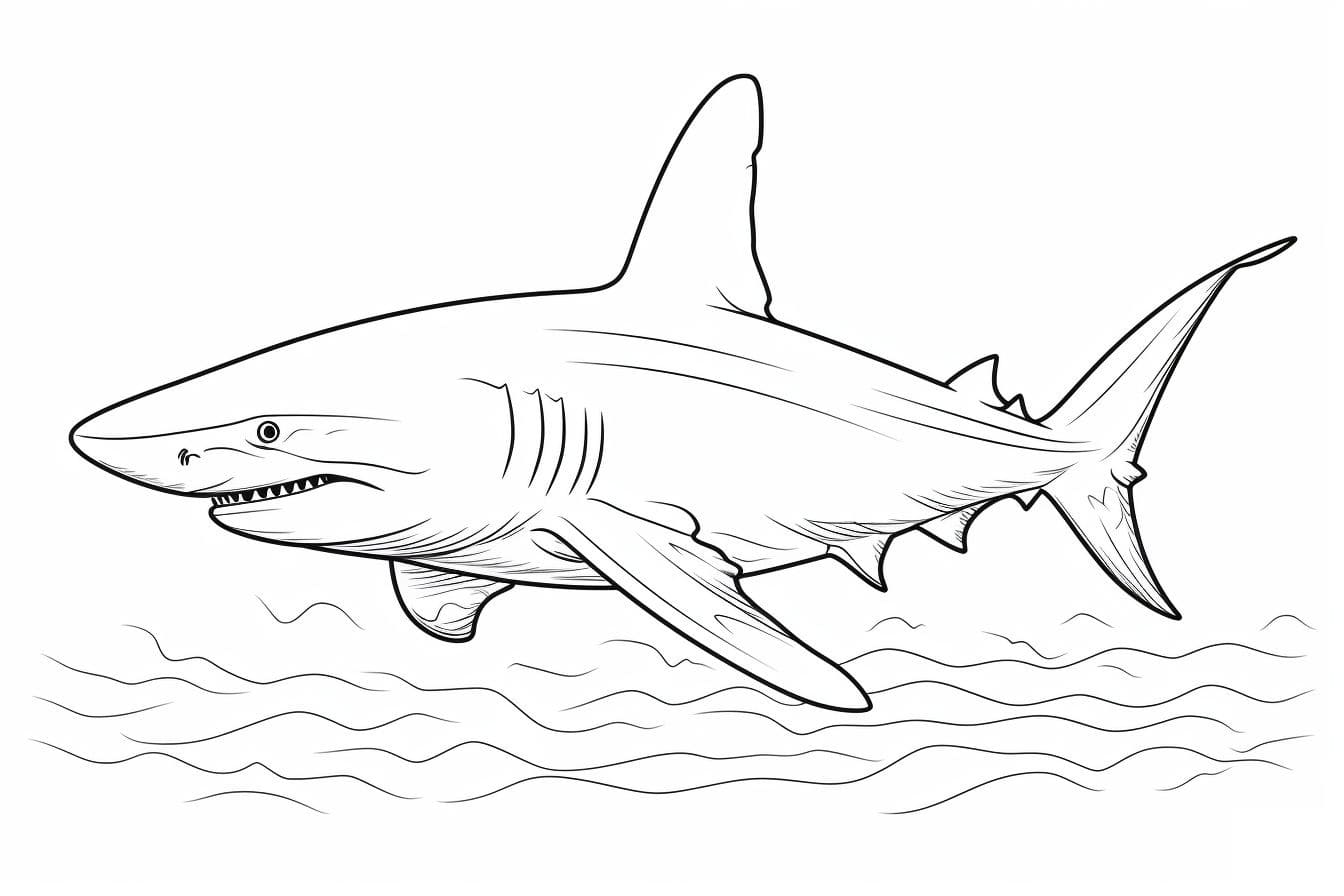 Desenho de Tubarão Imprimivel para Colorir e Pintar