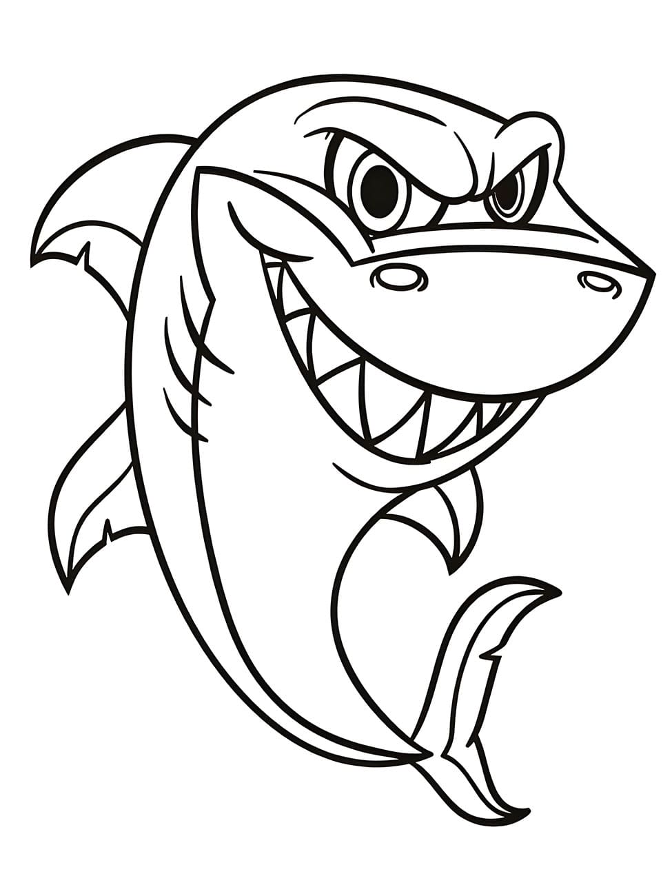 Desenho de Tubarão Mau para Colorir e Pintar