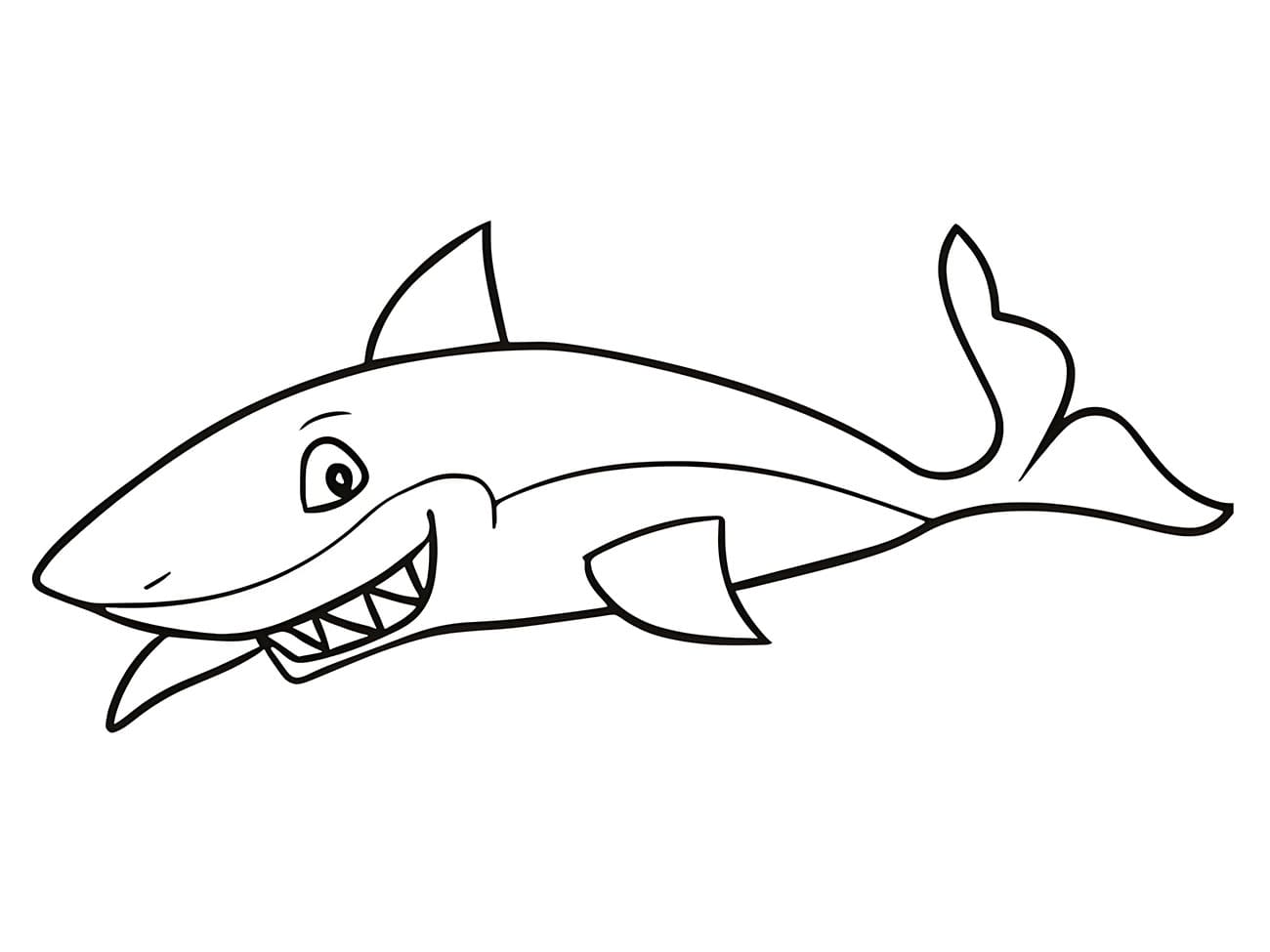 Desenho de Tubarão Muito Alegre para Colorir e Pintar