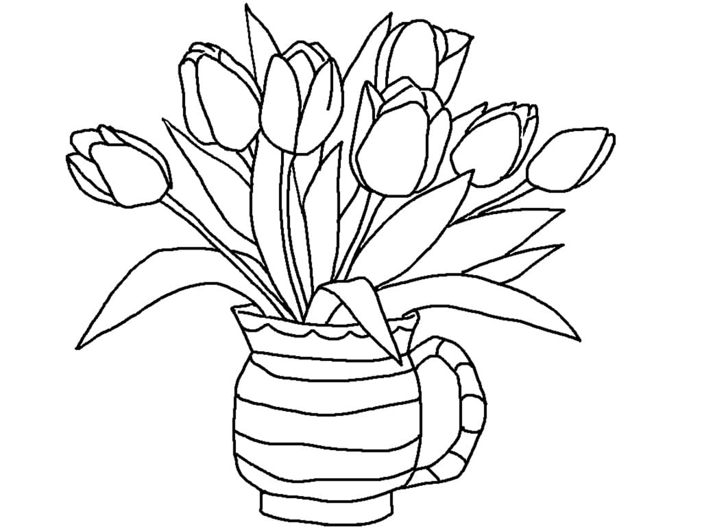 Desenho de Tulipa Imprimivel para Crianças para Colorir e Pintar