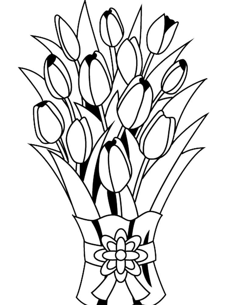 Desenho de Tulipa para Crianças de 4 Anos para Colorir e Pintar