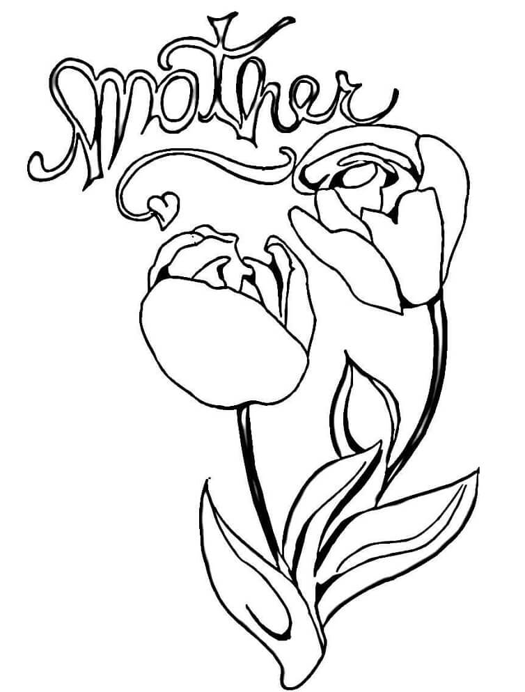 Desenho de Flor Tulipa Download para Imprimir e Colorir e Pintar