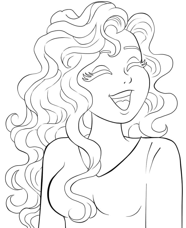 Desenho Marina Jovem Sorrindo para Colorir e Pintar