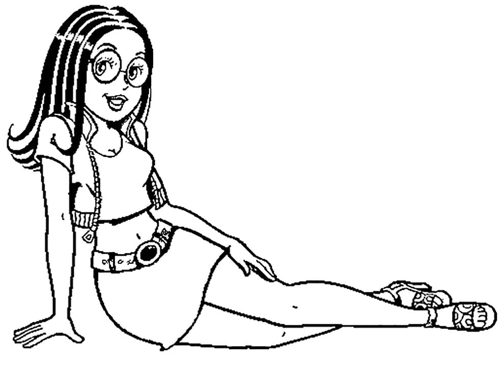 Desenho Monica Jovem Sentada para Colorir e Pintar