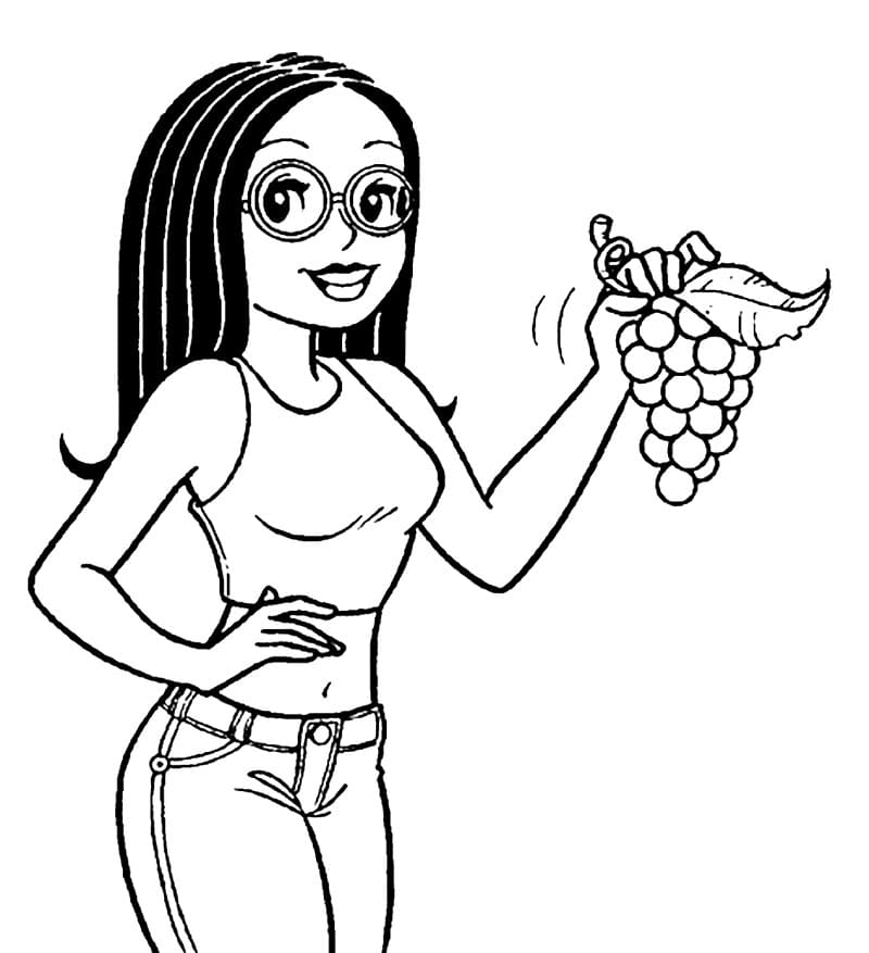 Desenho Turma da Monica Jovem com Cacho de Uva para Colorir e Pintar
