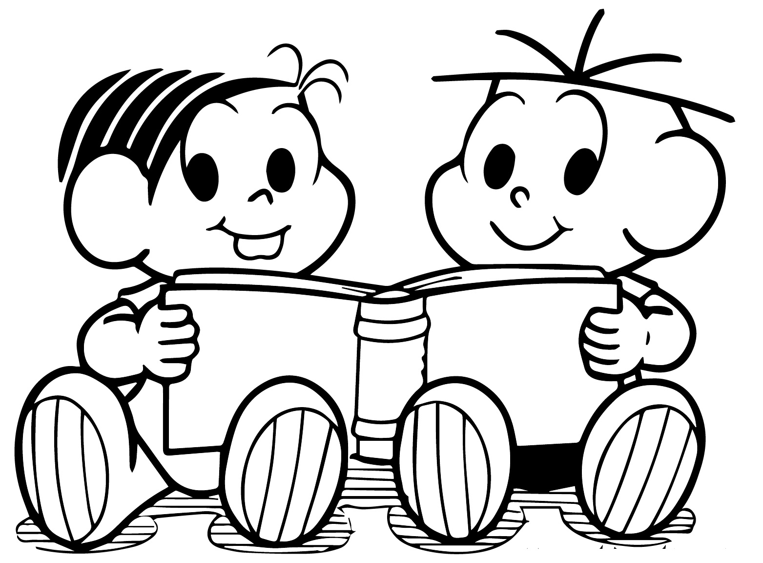 Desenhos de Monica com Cebolinha para Colorir e Pintar