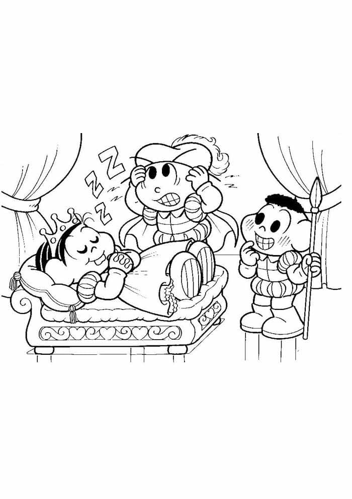 Desenho da Turma da Monica no Teatro da Escola para Colorir e Pintar