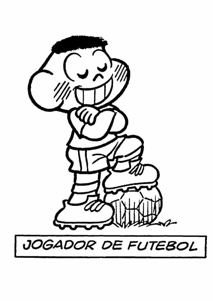 Desenho de Cascão Jogador de Futebol Turma da Monica para Colorir e Pintar