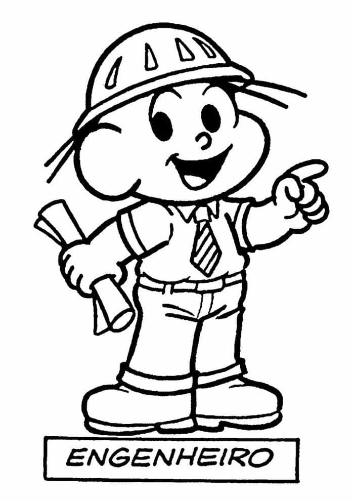 Desenho Engenheiro de Turma da Monica para Colorir e Pintar