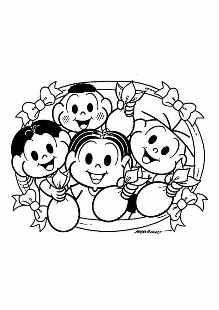 Desenho Pdf Turma da Monica e Pintar