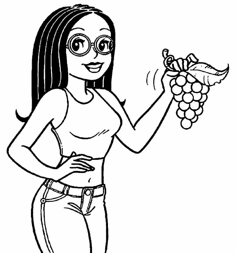 Desenho de Tina com Uvas para Colorir e Pintar