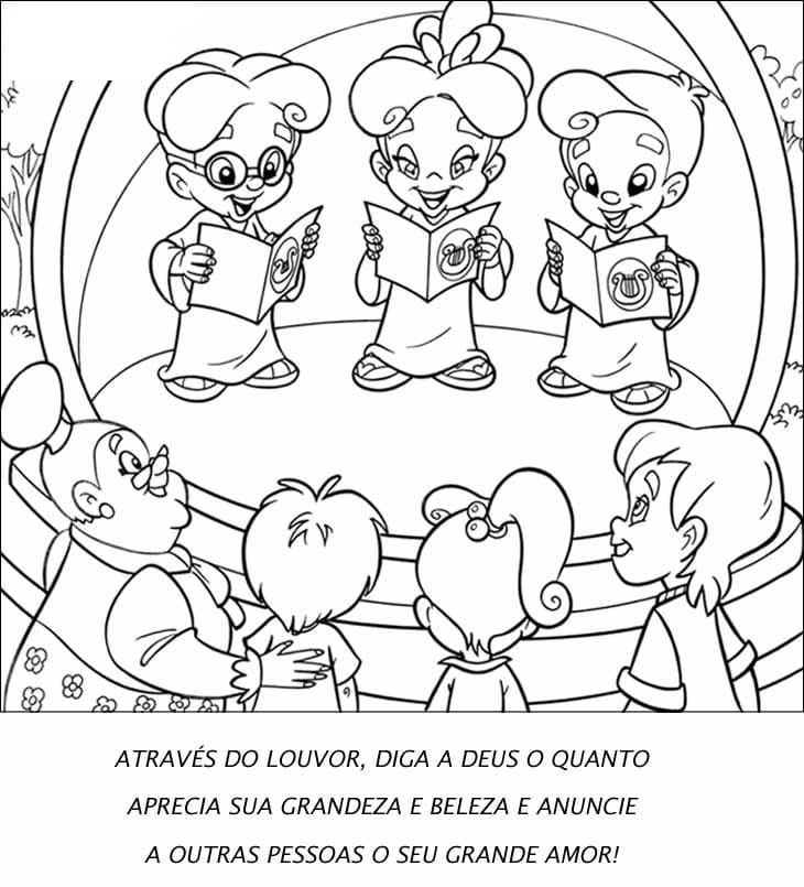 Desenho de Turminha Querubim para Colorir com Giz de Cera Download e Pintar