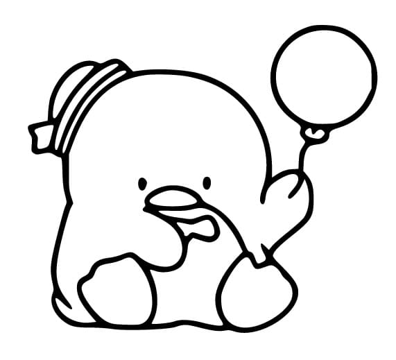 Desenho de Tuxedo Sam com Balão para Colorir e Pintar