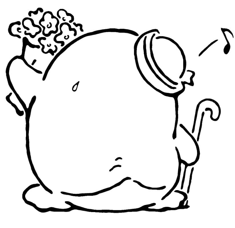 Desenho de Tuxedo Sam com Flores para Colorir e Pintar