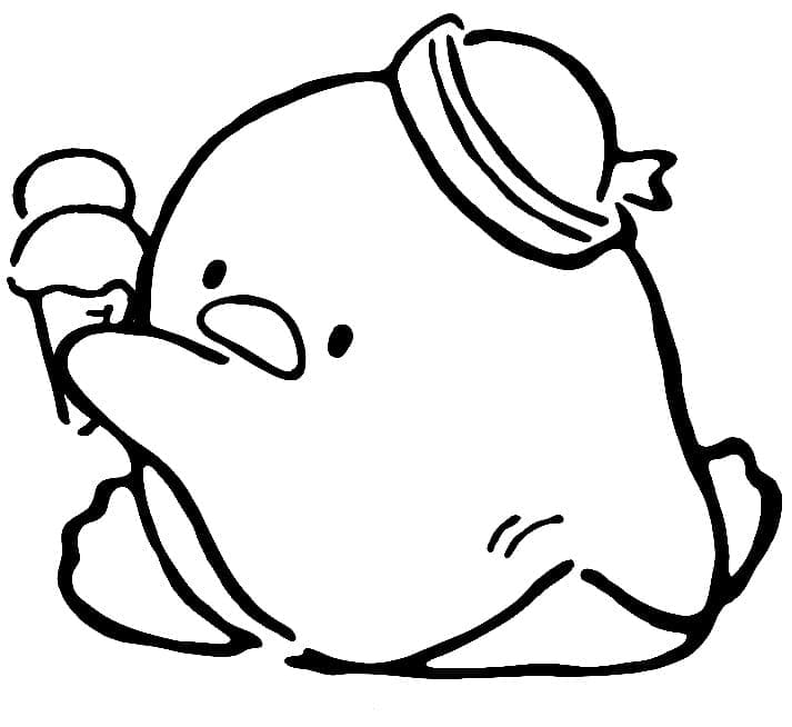 Desenho de Tuxedo Sam com Sorvete para Colorir e Pintar