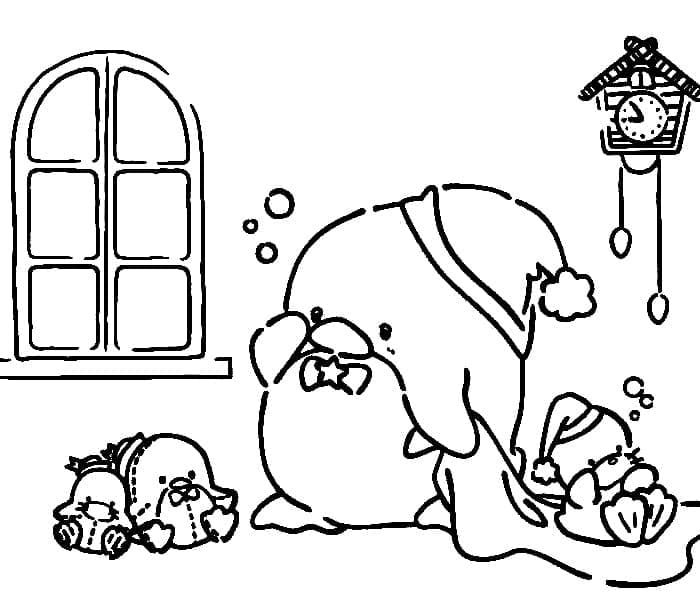 Desenho de Tuxedo Sam no Natal para Colorir e Pintar