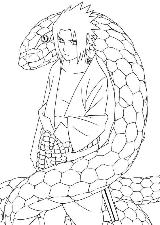 Desenho de Sasuke Imprimivel Pdf para Colorir e Pintar