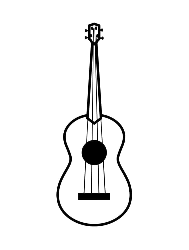 Desenho de Guitarra Simples para Colorir e Pintar