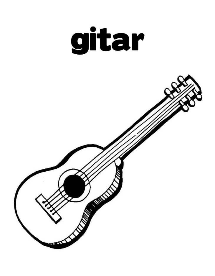 Desenho Guitarra Normal para Colorir 1 e Pintar
