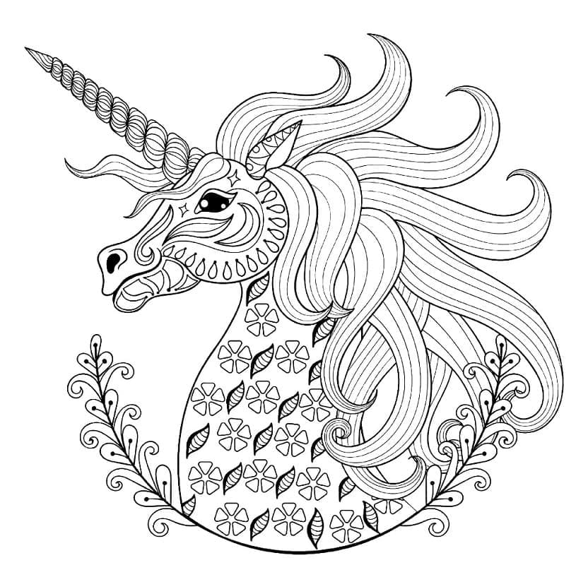 Desenho de Mandala de Unicórnio Canetinha e Pintar