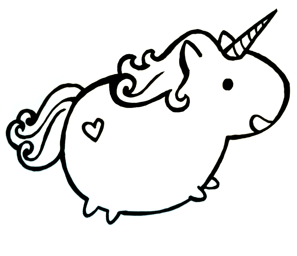 Desenho de um Fofinho Unicórnio Kawaii Ótimo para Pintar Grátis