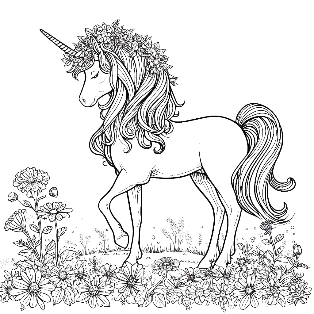 Desenho de um Unicórnio para Colorir e Pintar