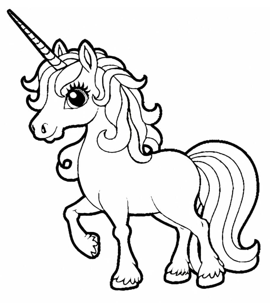 Desenho de Unicórnio Chique para Colorir e Pintar
