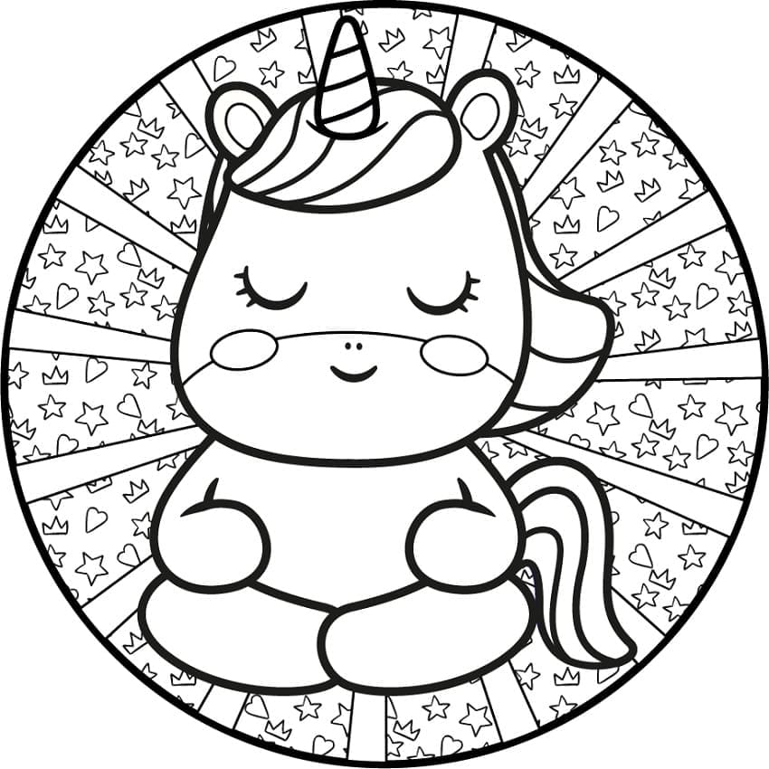 Desenho Pdf de Mandala de Unicórnio para Colorir e Pintar