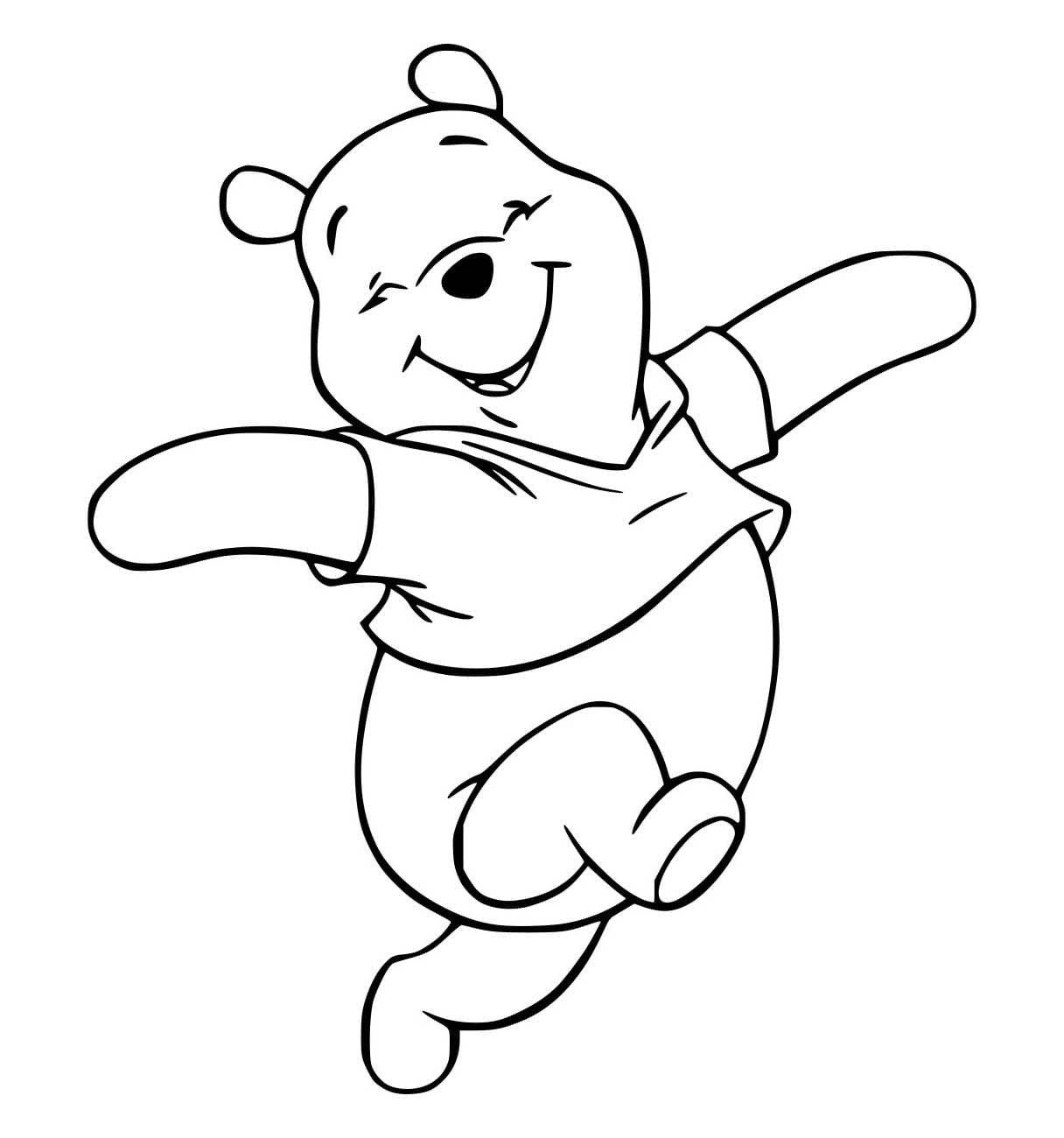 Desenho de Pooh Correndo Alegremente para Colorir e Pintar