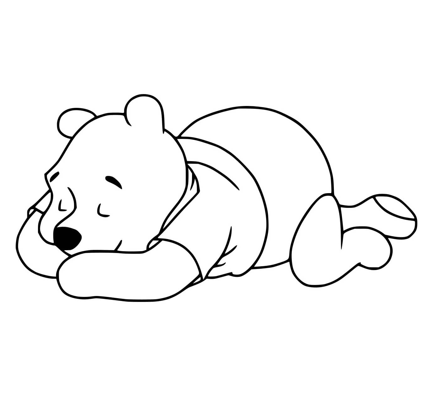 Desenho de Pooh Dormindo para Colorir e Pintar