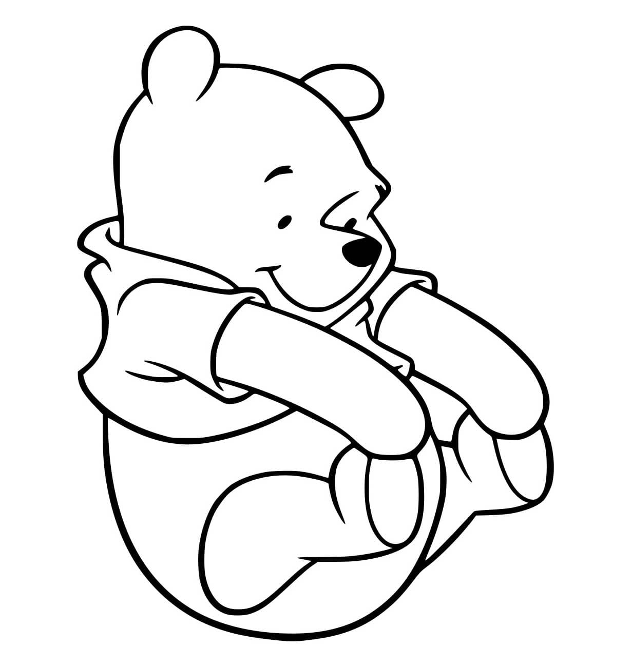Desenho de Pooh Sê Sentá para Colorir e Pintar