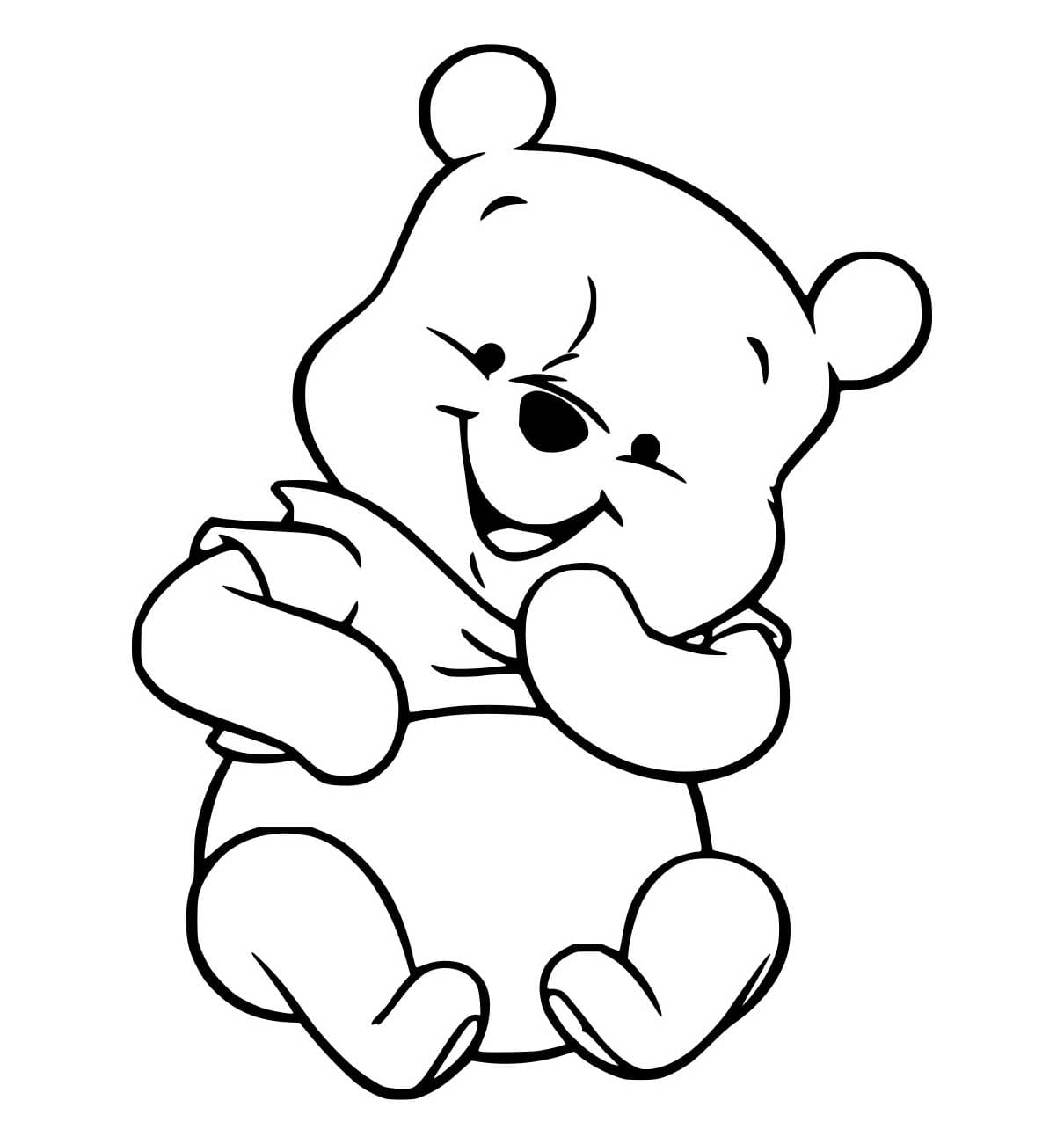 Desenho de Bebê Fofo Pooh para Colorir e Pintar