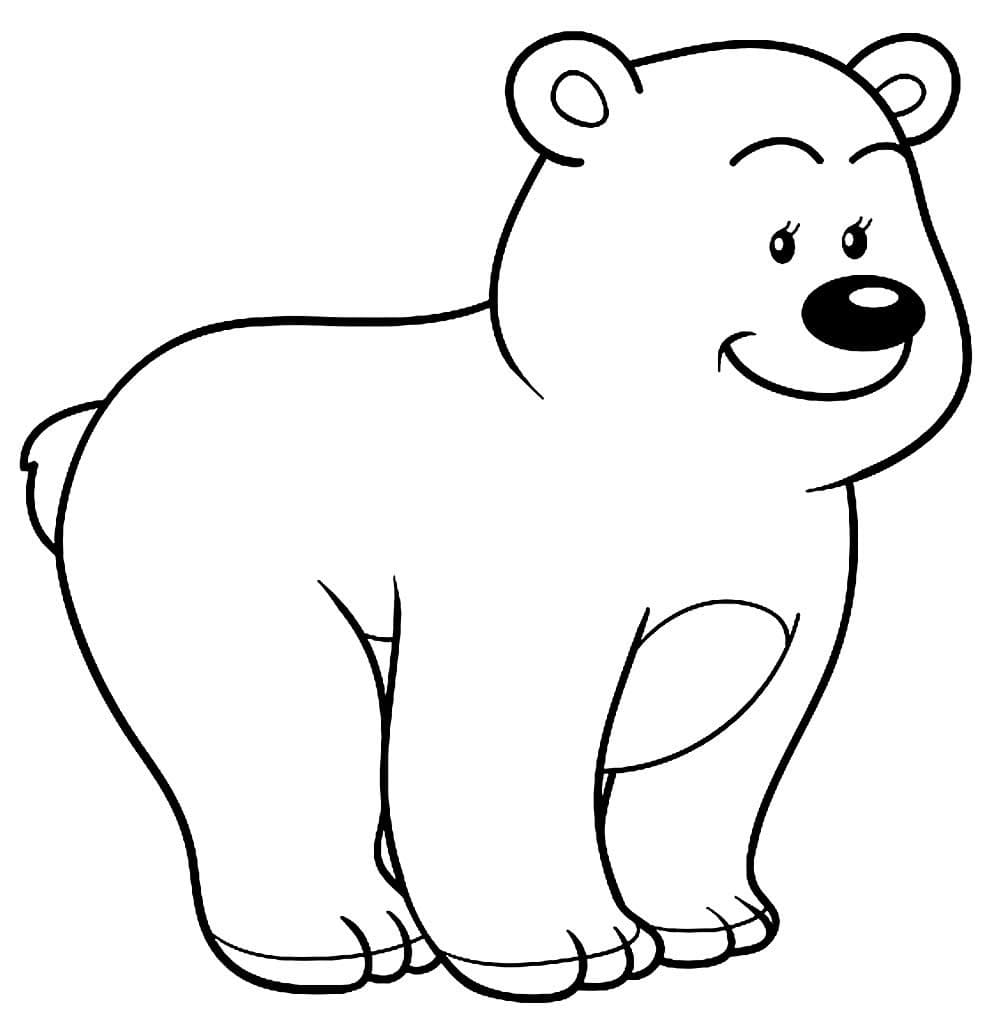 Desenho de um Urso Feliz para Colorir e Pintar